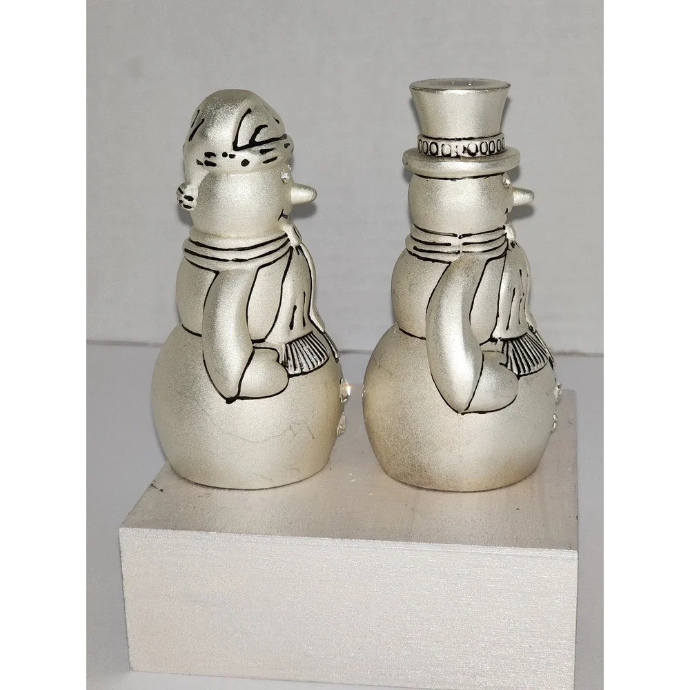 Vintage Godinger silver- plated Snowmen Salt and Pepper Shakers Christmas winter